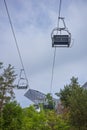 The Holmenkollbakken Ski Museum & Tower is a tourist desitnation were visitors enjoy panoramic views of Oslo at the top of the ski Royalty Free Stock Photo