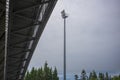 The Holmenkollbakken Ski Museum & Tower is a tourist desitnation were visitors enjoy panoramic views of Oslo at the top of the ski Royalty Free Stock Photo