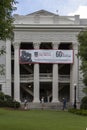 The Holmes-Hunter building on the UGA campus displays a banner on the 60th anniversary of the institutionÃ¢â¬â¢s desegregation Royalty Free Stock Photo