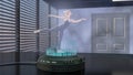 A holo dancer is projected with a holo projector