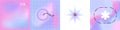 Holo lilac Gradient aesthetic vibe square banners set, inspiring abstract design. Fluid trend gradient background. Y2k