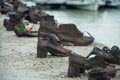 Holocaust in Europe. Shoes on the Danube Embankment in Budapest Royalty Free Stock Photo