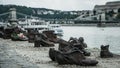 Holocaust in Europe. Shoes on the Danube Embankment in Budapest Royalty Free Stock Photo