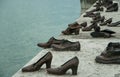 Holocaust in Europe. Shoes on the Danube Embankment in Budapest Royalty Free Stock Photo