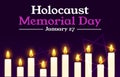 Holocaust Memorial Day background wallpaper with glowing candles and typography Royalty Free Stock Photo