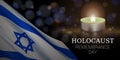Holocaust Remembrance Day of Israel. Vector banner design template with a realistic flag of Israel
