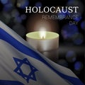 Holocaust Remembrance Day of Israel. Vector banner design template with a realistic flag of Israel