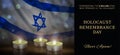 Holocaust Remembrance Day of Israel. Vector banner design template with a realistic flag of Israel