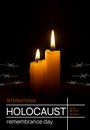 Holocaust Remembrance Day. Yom HaShoah. Bright Burning Candle and the star of David on a dark background. Memorial Day