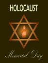 Holocaust remembrance memorial day illustration design, with star of david symbol and candle on the middle dark background