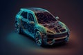 Hologram auto, created with generative AI technology