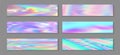 Hologram cool banner horizontal fluid gradient princess backgrounds vector collection. Pastel