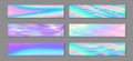 Hologram cosmic banner horizontal fluid gradient unicorn backgrounds vector collection. Silk