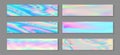 Hologram cosmic flyer horizontal fluid gradient unicorn backgrounds vector collection. Silk