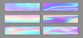Hologram creative banner horizontal fluid gradient unicorn backgrounds vector collection.