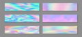 Hologram creative banner horizontal fluid gradient unicorn backgrounds vector set. Fairy hologram