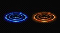 Hologram effect vs circles. Neon versus round rays