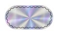 Hologram empty rectangular Sticker with wavy line decoration. Holographic label in retro style. Simple geometric shape with
