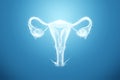 Hologram of the female organ of the uterus on a blue background. Ultrasound concept, gynecology, obstetrics, ovulation, pregnancy