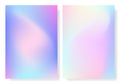 Hologram foil cover. Holographic set of gradient backgrounds. Rainbow retro texture. Trendy colorful template for poster
