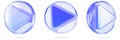 Hologram glass play button 3d set. Media player render icon, circle control element with arrow for start or pause video and music Royalty Free Stock Photo