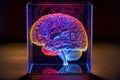 Hologram of human brain, ai illustration Royalty Free Stock Photo