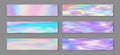 Hologram minimal banner horizontal fluid gradient princess backgrounds vector set. Pastel neon holo