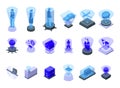 Hologram projection icons set isometric vector. Experience reality Royalty Free Stock Photo