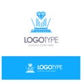Hologram, Projection, Technology, Diamond Blue Solid Logo with place for tagline