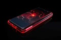 Hologram red mobile phone. Generate Ai