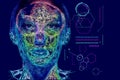 Technology Holographic Face on dark background. Virtual digital portrait view. Vector illustration.