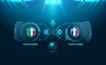 Hologram technology soccer football stadium spotlight and scoreboard background with glitter light