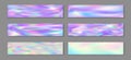 Hologram trendy flyer horizontal fluid gradient unicorn backgrounds vector collection. Silk