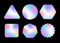 Holograph sticker label vector retro sale gradient. Hologram sticker mockup stamp badge emblem