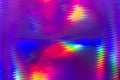 Holographic abstract background. Rainbow neon glass texture pattern. Trendy colorful reeded refract effect