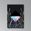 Holographic abstract page template, retro wave glitch creative hipster, neon and pastel gradient colors