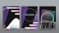 Abstract page templates set, retro wave creative hipster, neon and gradient colors