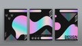 Holographic abstract page templates set, retro wave glitch creative hipster neon and pastel gradient colors