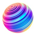 Holographic abstract twisted shape ribbed sphere design element Royalty Free Stock Photo