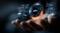 Holographic API Interface Concept With Futuristic Data Visualization Over Hand Royalty Free Stock Photo