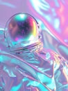 Holographic Astronaut Depicted in Vibrant Gradient Hues Reflecting Futuristic Space Exploration Concepts. Generative AI