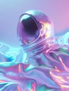 Holographic Astronaut Depicted in Vibrant Gradient Hues Reflecting Futuristic Space Exploration Concepts. Generative AI