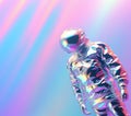 Holographic Astronaut Depiction Against a Vibrant Gradient Background. Generative AI