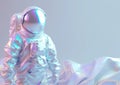 Holographic Astronaut Depiction Against a Vibrant Gradient Background. Generative AI