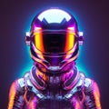 Holographic Astronaut Portrait With Vibrant Gradient Backdrop. Generative AI