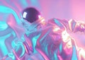 Holographic Astronaut Rendered in 3D on a Vibrant Gradient Background. Generative AI