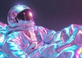 Holographic Astronaut Rendered in 3D on a Vibrant Gradient Background. Generative AI