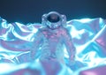 Holographic Astronaut Rendered in 3D on a Vibrant Gradient Background. Generative AI