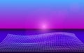 Holographic background with Neon laser grid. Synthwave style. Vaporwave. Retrowave.Vector