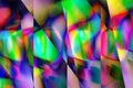 Holographic background in the style of the 80-90s. Real texture of cellophane film in bright acid colors.